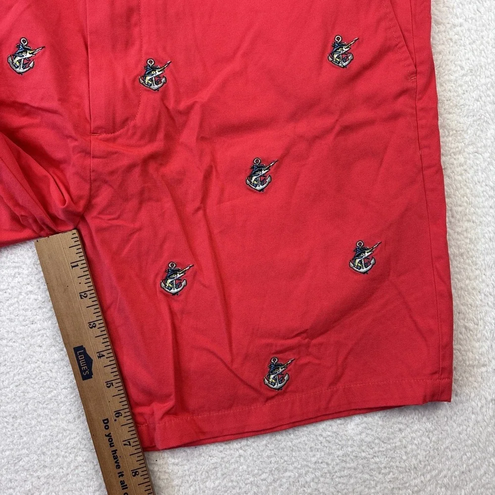 NEW CASTAWAY NANTUCKET Mens Chino Shorts Size 38 Embroidered Anchor Fish Preppy